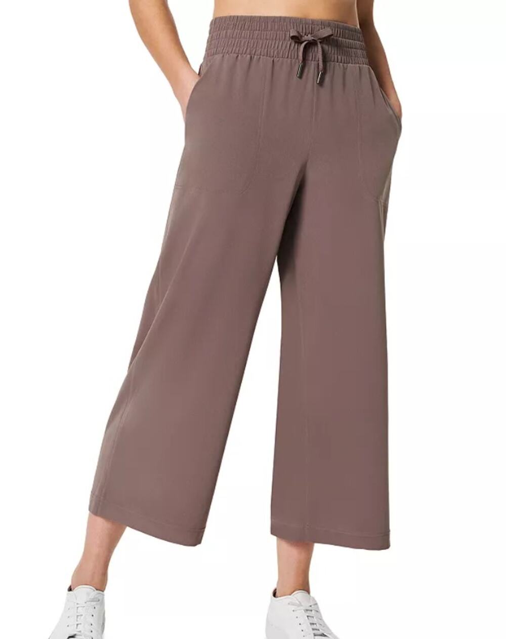 Spanx Sz XL Elastic Waist Wide Leg Pull On Pants Taupe Lightweight Travel